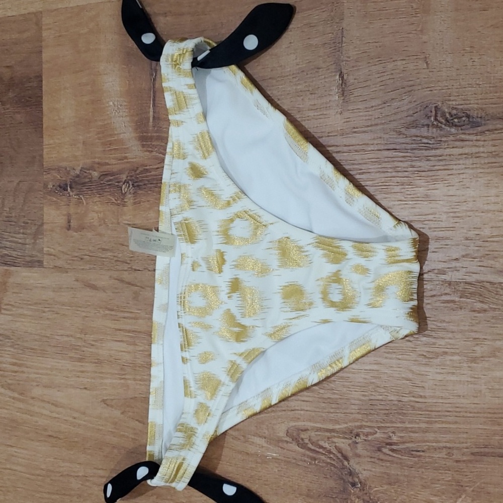 Victoria Secret Swim Bikini Bottom Size S Gold Animal Print